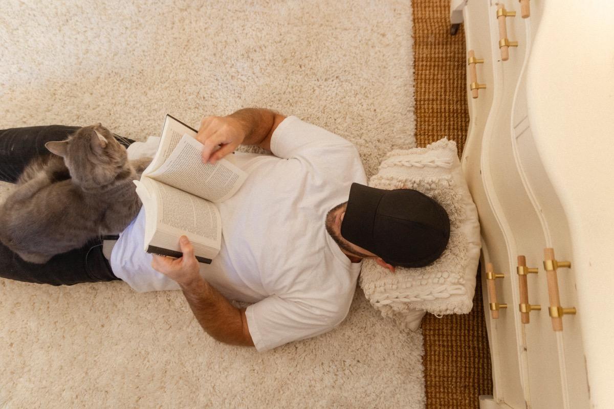 Andrew Underhill relaxing at home with Lewis